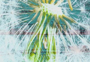 Canvas Windy Summer (1-part) wide - dandelion on a blue background
