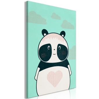 Canvas Caring Panda (1-part) vertical - pastel animal with a heart
