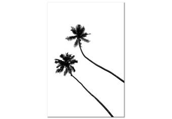 Canvas Lonely Palms (1-piece) Vertical - black trees on white background