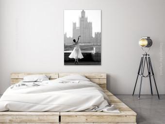 Canvas Dance over the River (1-piece) Vertical - cityscape photograph with a woman