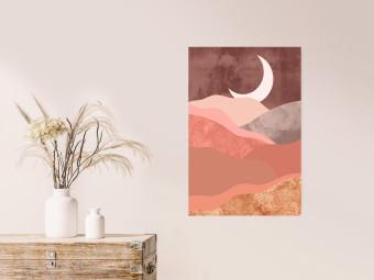 Poster Terracotta Landscape - abstract mountain landscape against a moonlit sky