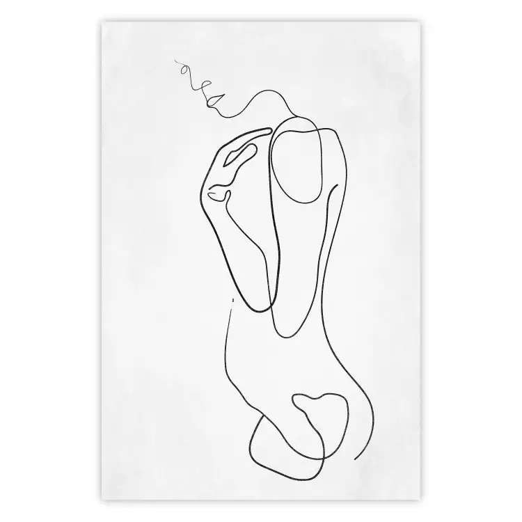 Linear Nude - abstract and black line art of a woman on a plain background