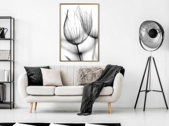 Gallery wall Dandelion in the Wind - black dandelion flower on a contrasting background