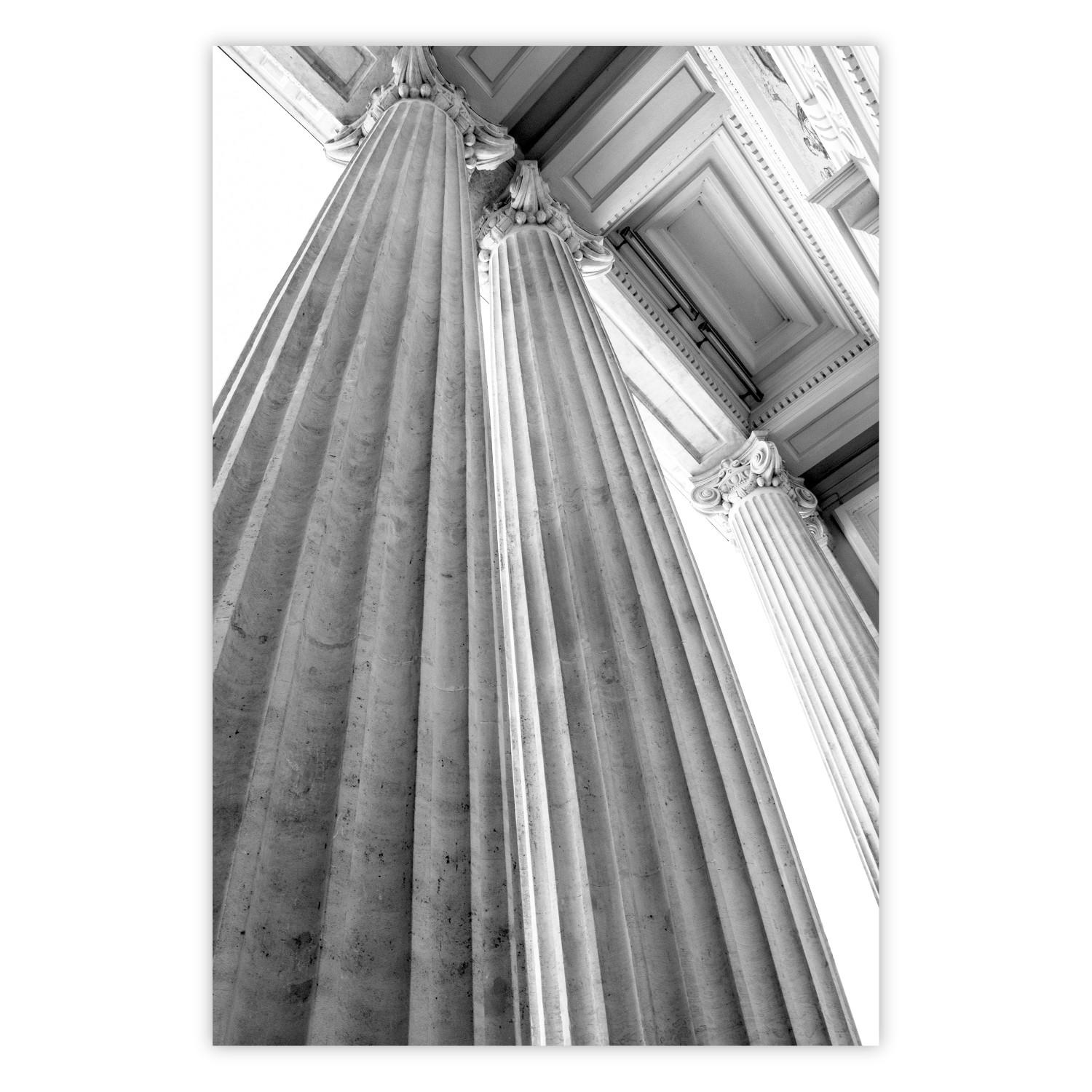 Poster Stone Columns - gray architecture of a carved column in a building