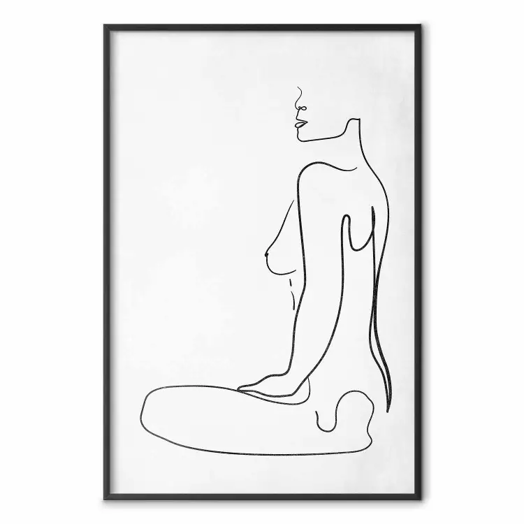 Female Form - black female nude in the form of line art on a white background