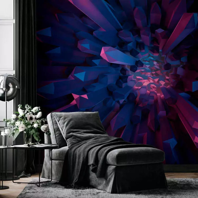 Crystal - geometric fantasy with 3D elements in purple tones