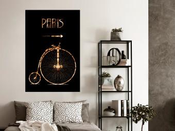 Poster Luxury Ride - golden text and bicycle on a solid black background