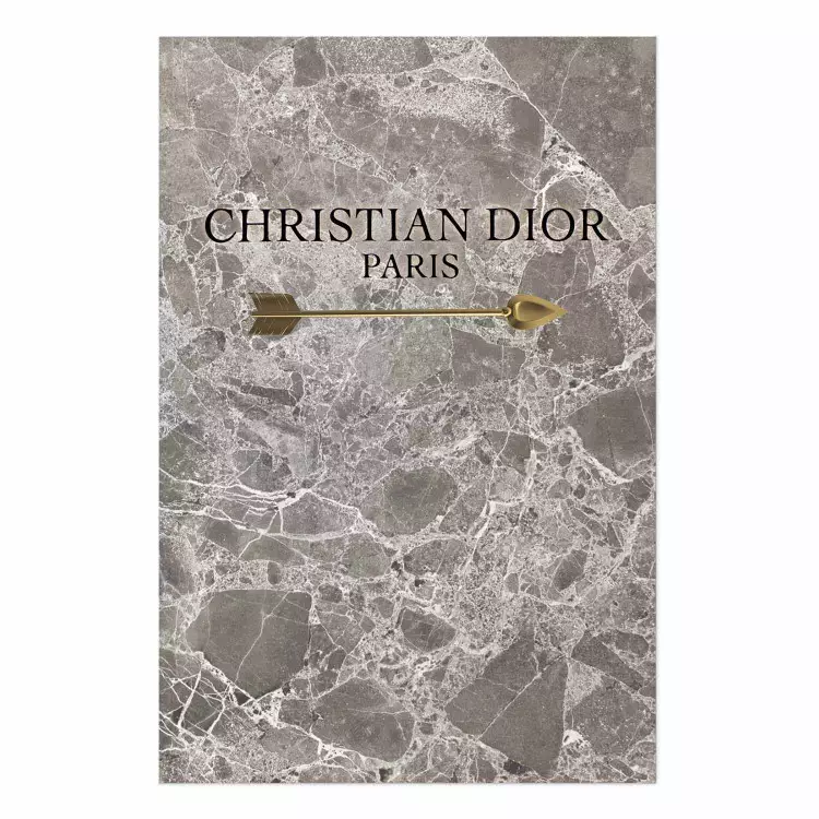 Poster Christian Dior - English text on an abstract marble background