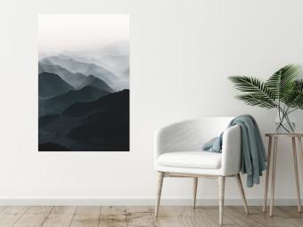 Poster Parallel Ridges - dark mountain landscape against a bright light background