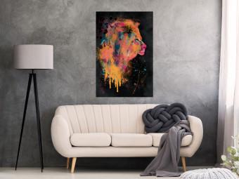 Poster Lion's Moods - abstract animal in a multicolored watercolor motif