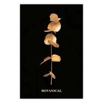 Poster Frozen in Time - golden plant composition with leaves on a black background