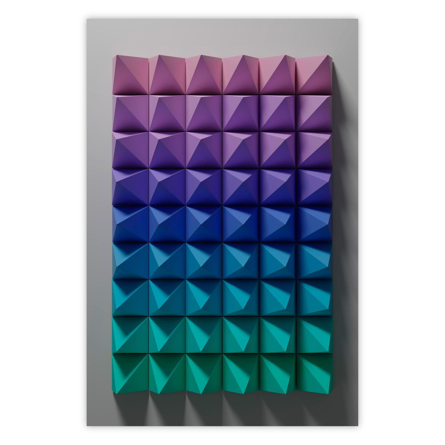 Poster Stillness - multicolored composition of a 3D-like geometric figure