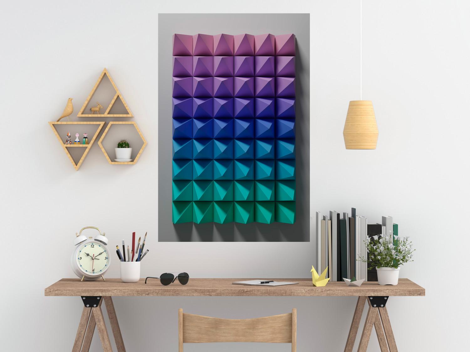 Poster Stillness - multicolored composition of a 3D-like geometric figure