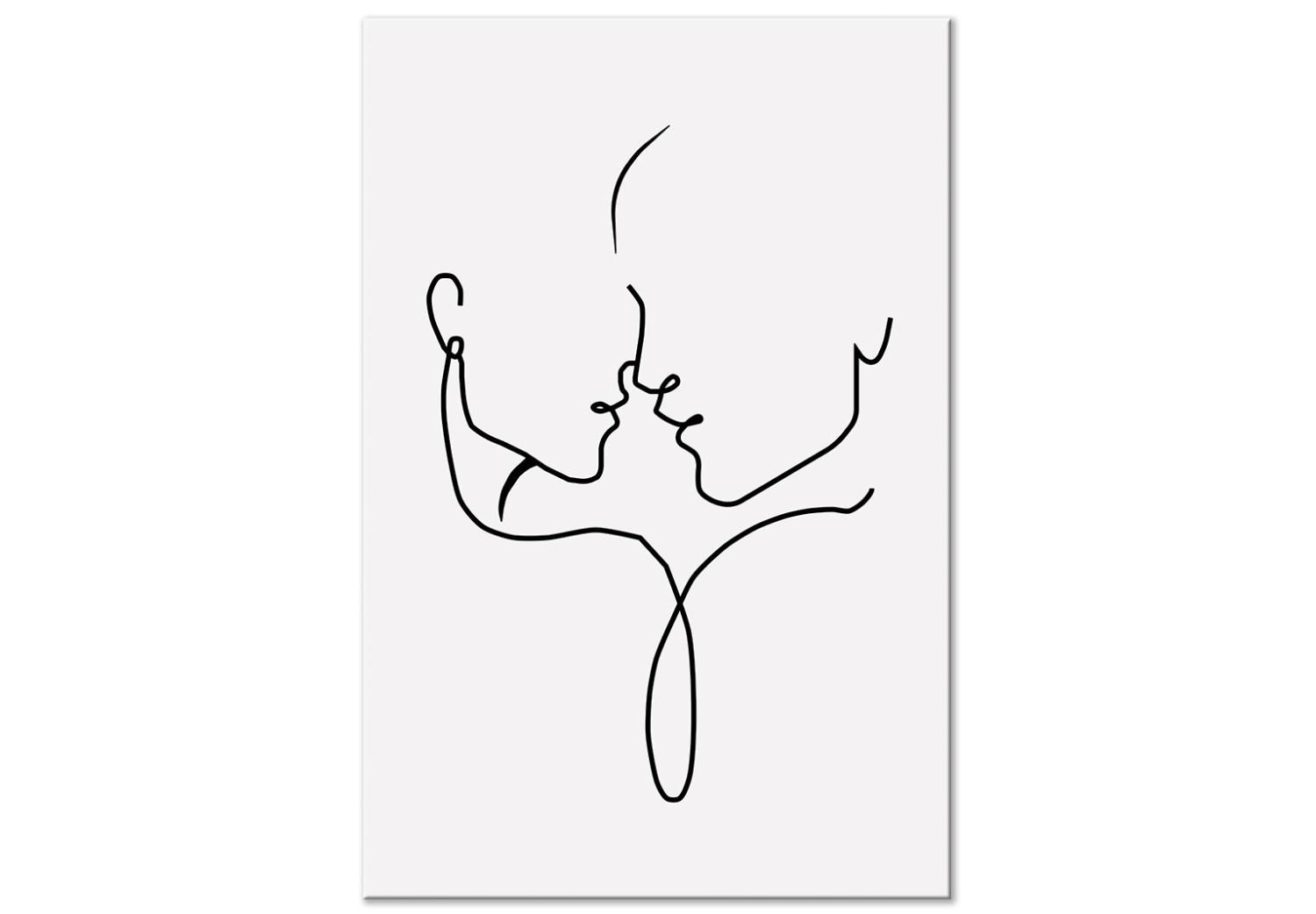Canvas Shared Glance (1-piece) Vertical - line art of loving characters