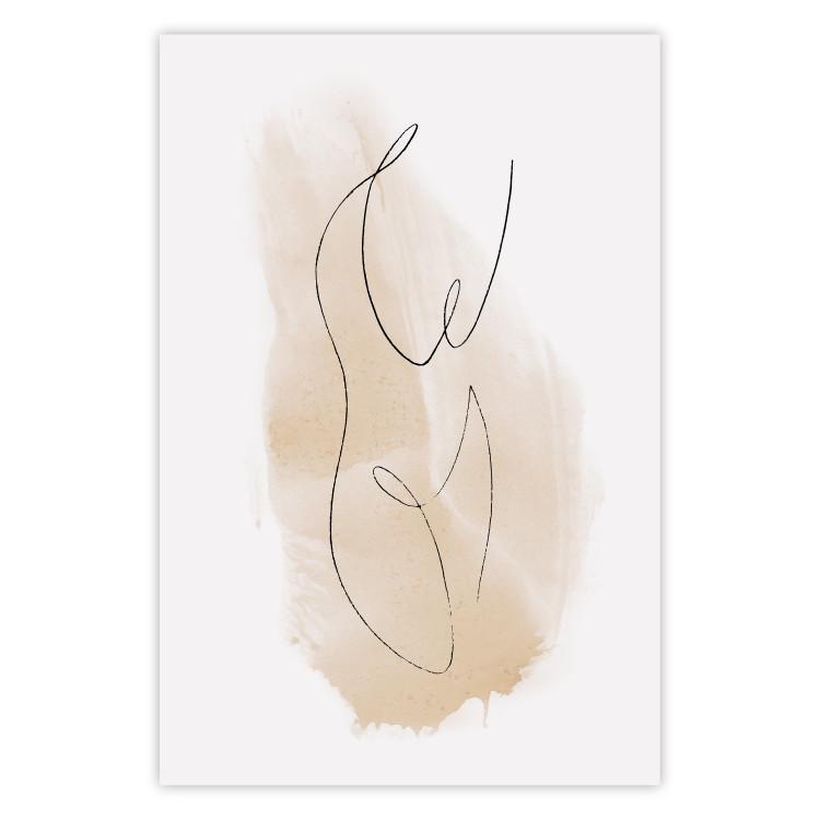 Ariadne's Thread - abstract line art characters on a background with a brown spot