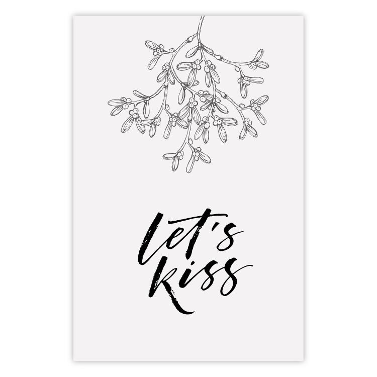Let's Kiss - plant motif and black English text on a light background