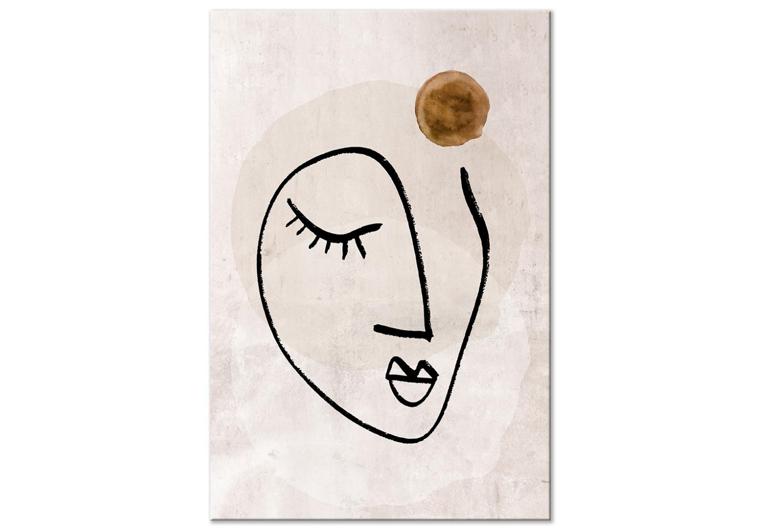 Canvas Romantic Thought (1-piece) Vertical - face line art in a boho motif
