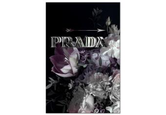 Canvas Prada in Flowers (1-piece) Vertical - gray inscription on a background of flowers