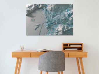 Canvas Map of Marseille - map of the French city with its mountain range