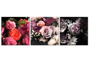 Canvas Bouquet of flowers - triptych with flowers in different shades