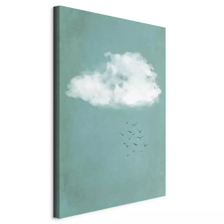 Clouds and birds - a pastel japandi style landscape of the sky