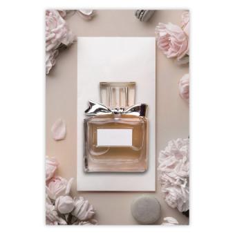 Poster My Scent - luxury glass bottle among flowers in light colors