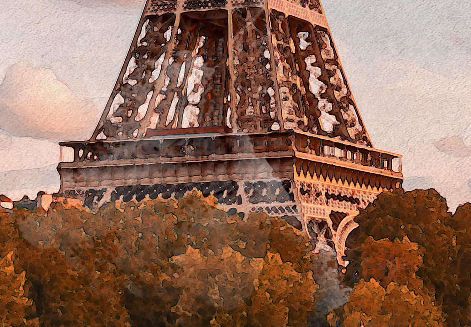 Poster Parisian View - colorful landscape of the Eiffel Tower in watercolor motif