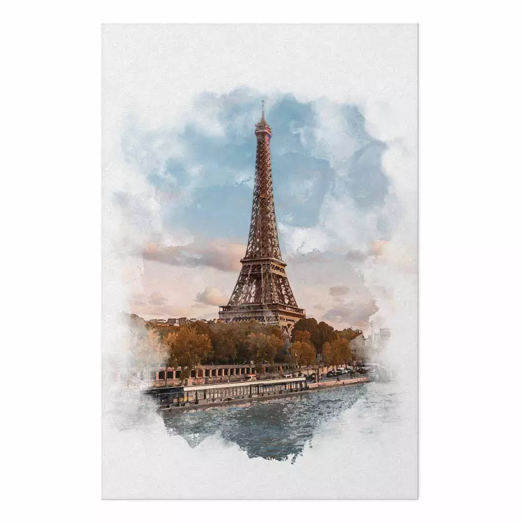Poster Parisian View - colorful landscape of the Eiffel Tower in watercolor motif