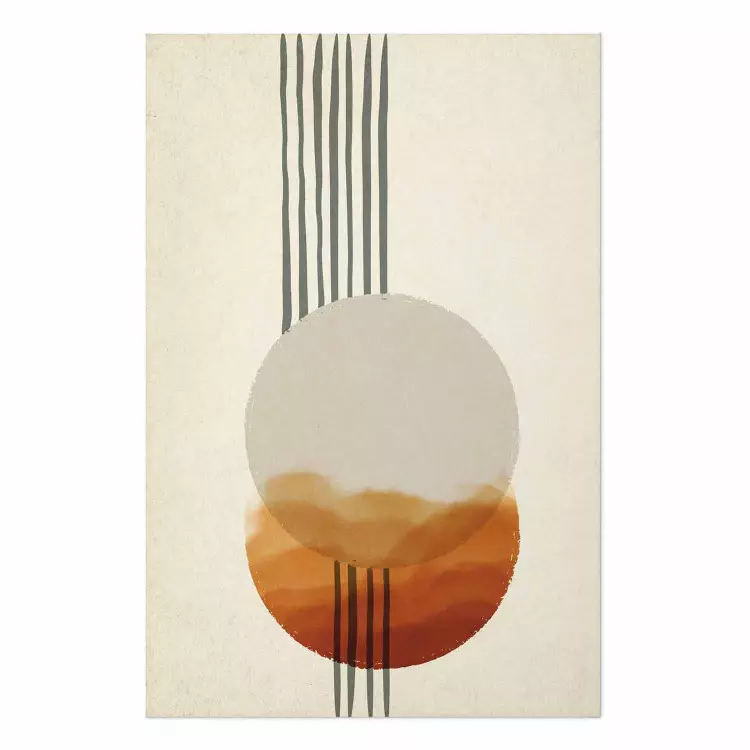 Poster East Euphoria - circles and stripes on a beige background in an abstract motif