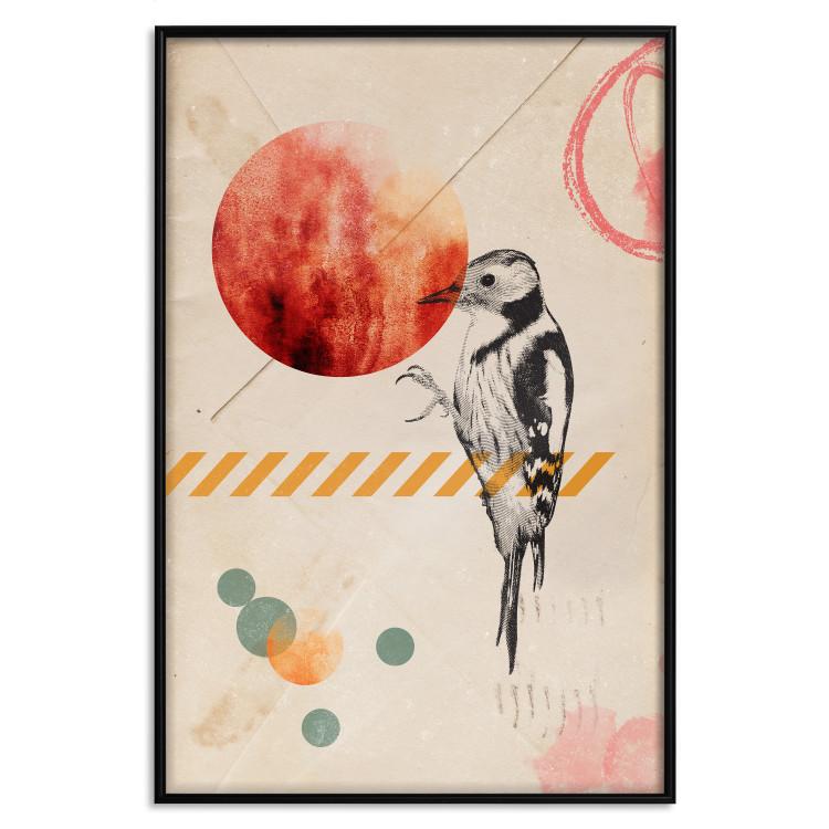 Poster Bird Mail - bird and geometric figures in an abstract motif
