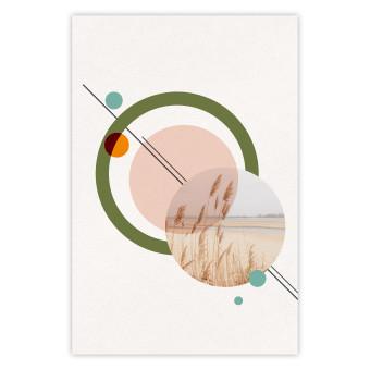 Poster Geometric Landscape - landscape in a circle among abstract shapes