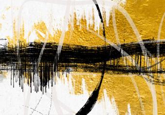 Poster Golden Sunrise - artistic black lines and patterns in an abstract style