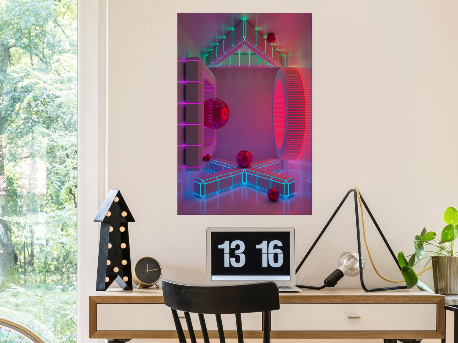 Canvas Four Walls (1-piece) Vertical - futuristic colorful figures