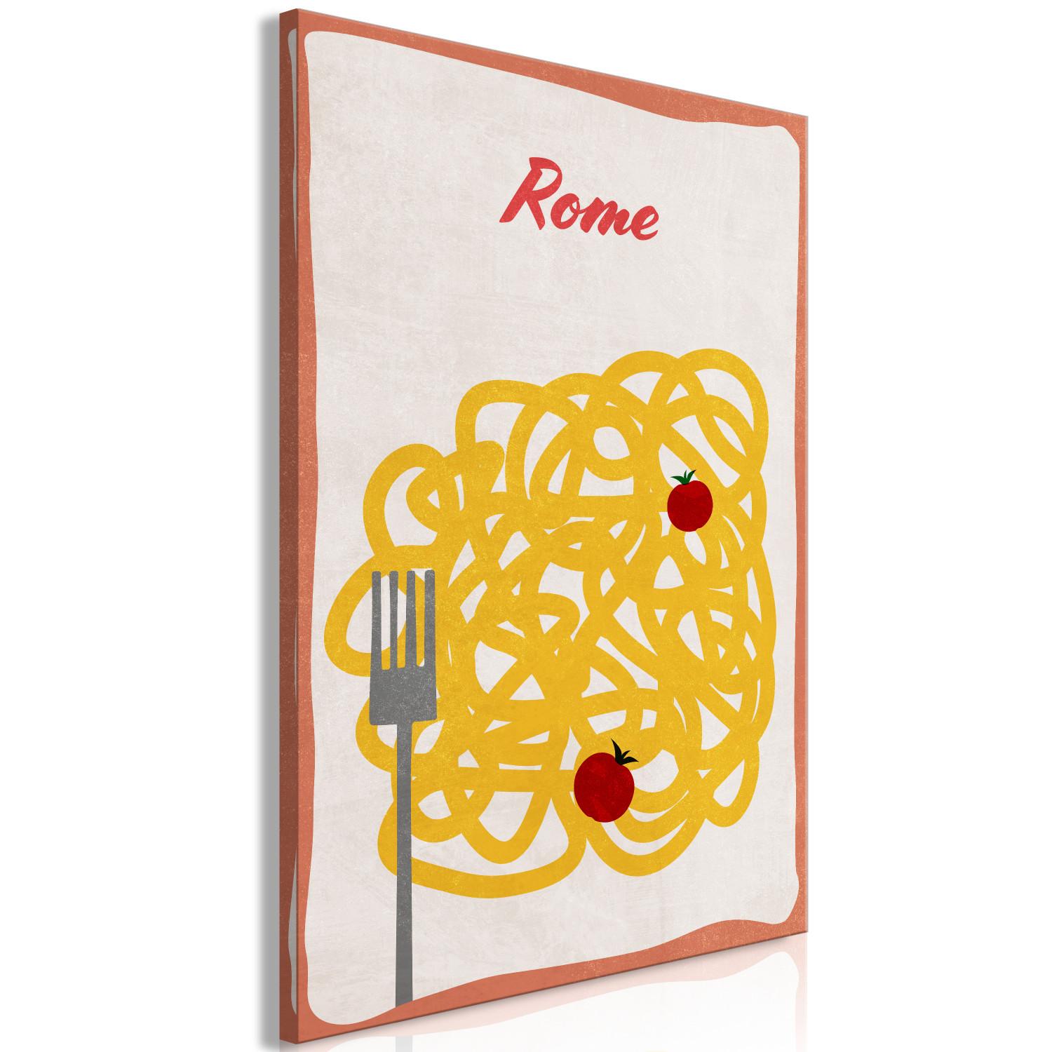 Canvas Roman Delights (1-piece) Vertical - dining with Rome inscription