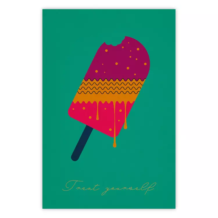 Treat Yourself - colorful popsicle ice creams on a solid turquoise background