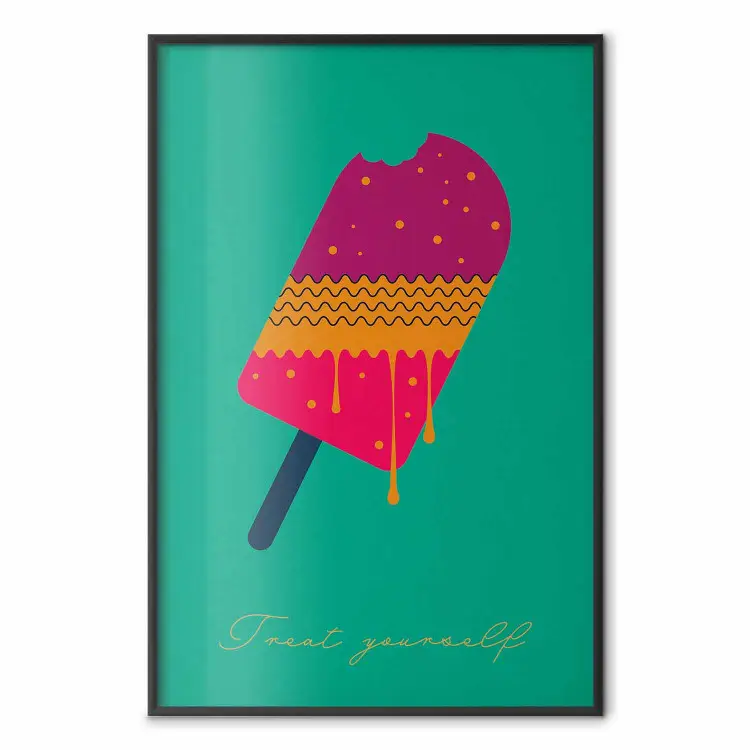 Treat Yourself - colorful popsicle ice creams on a solid turquoise background