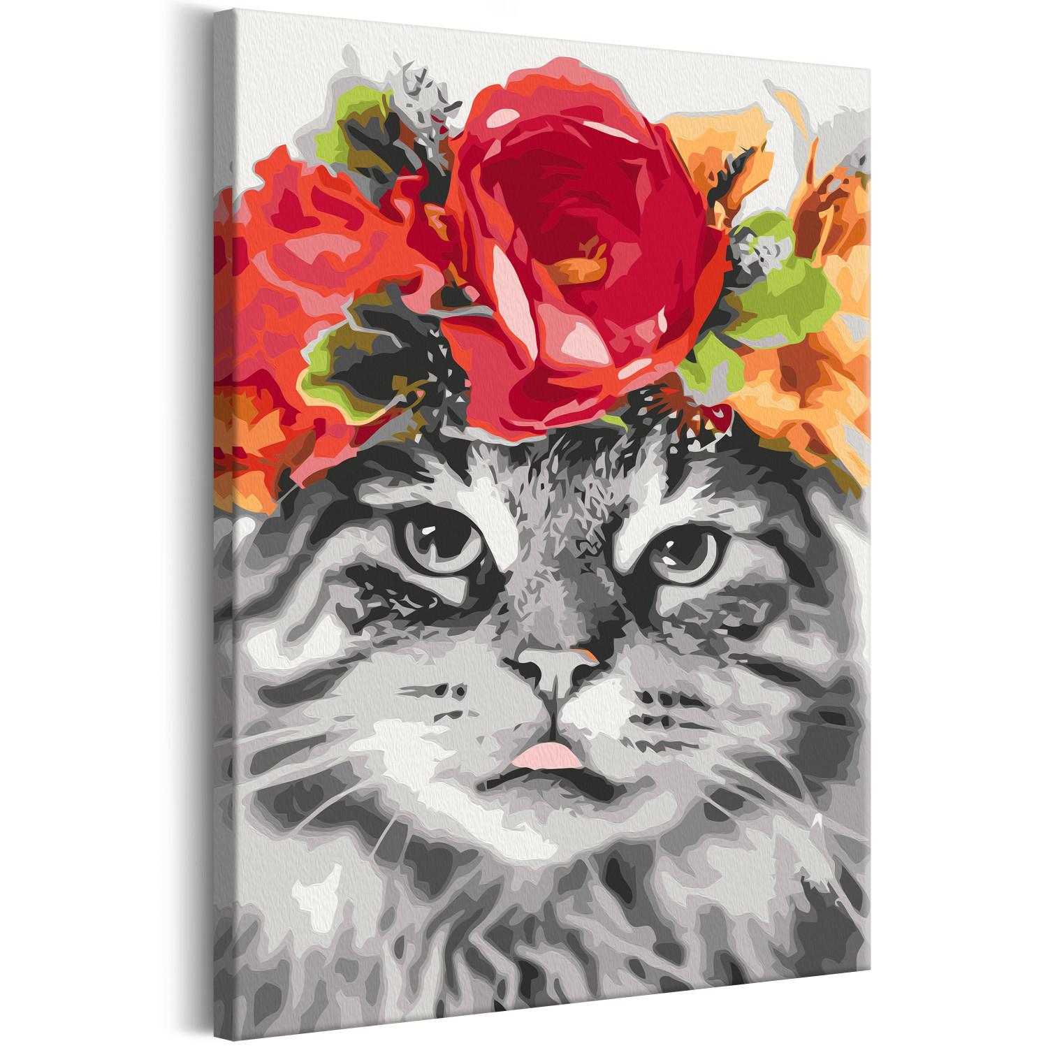 Paint by Number Kit Cat With Flowers