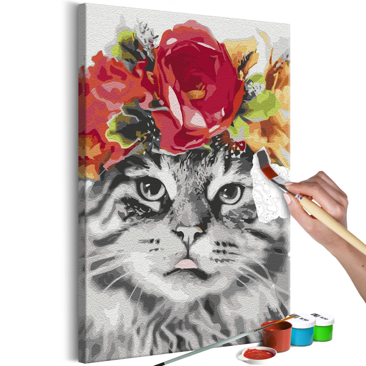 Paint by Number Kit Cat With Flowers