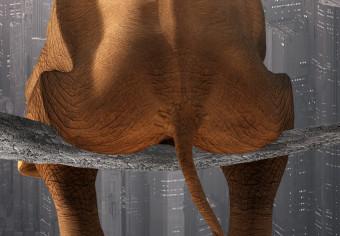 Canvas Elephant in the Big City (1-piece) Vertical - fantasy animal