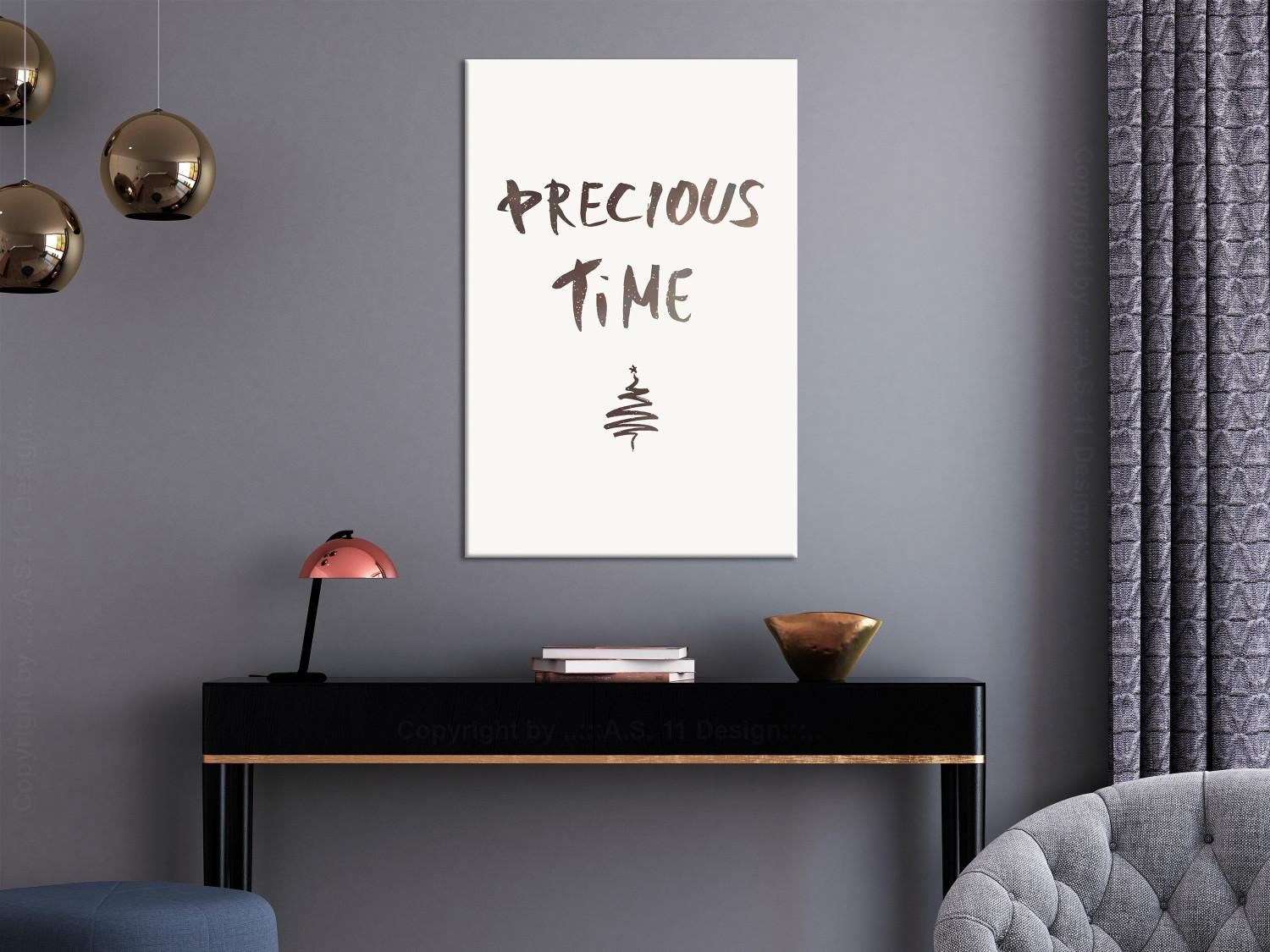 Canvas Precious time - Christmas graphic with an English inscription