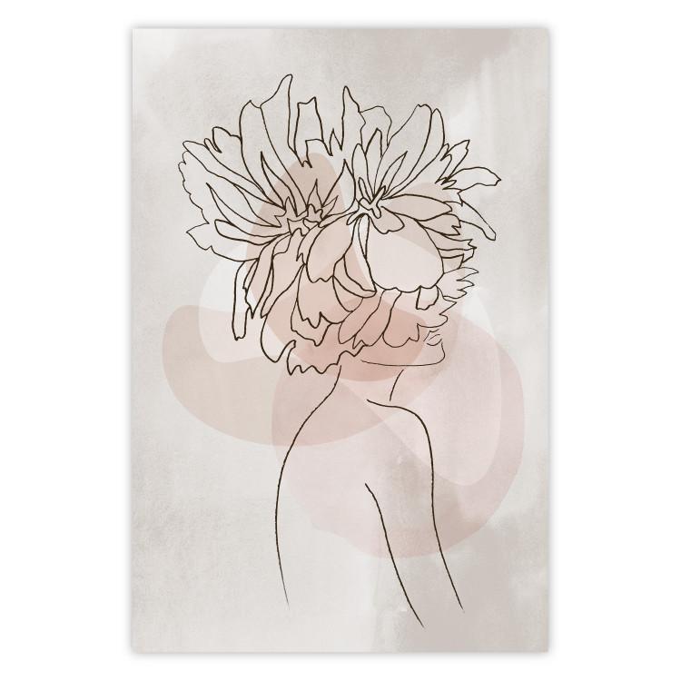 Sophie's Flowers - abstract line art of a woman with flowers on her head