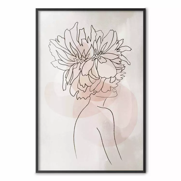 Sophie's Flowers - abstract line art of a woman with flowers on her head