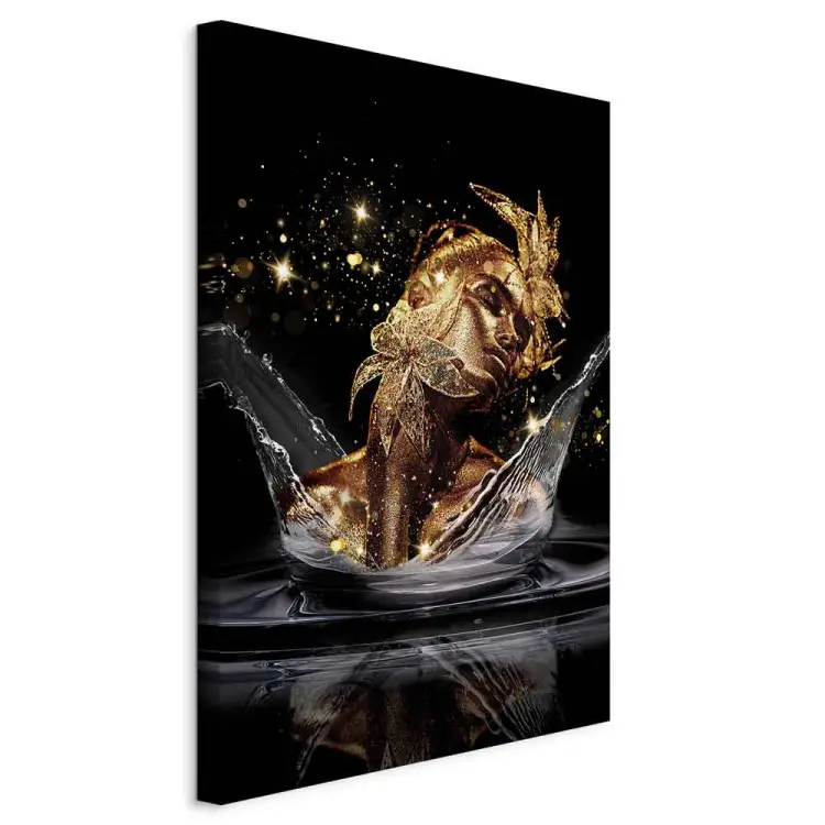 Golden Dream Vertical - abstract woman's face in water