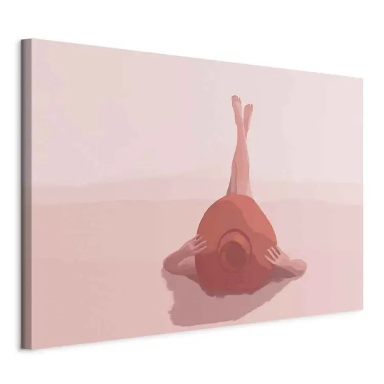 Woman with hat - a seascape in pastel colours with a woman