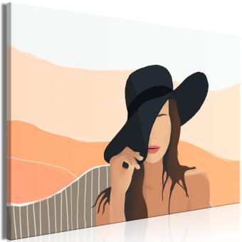 Canvas Woman hat - artwork in pastel colours with figure of a woman