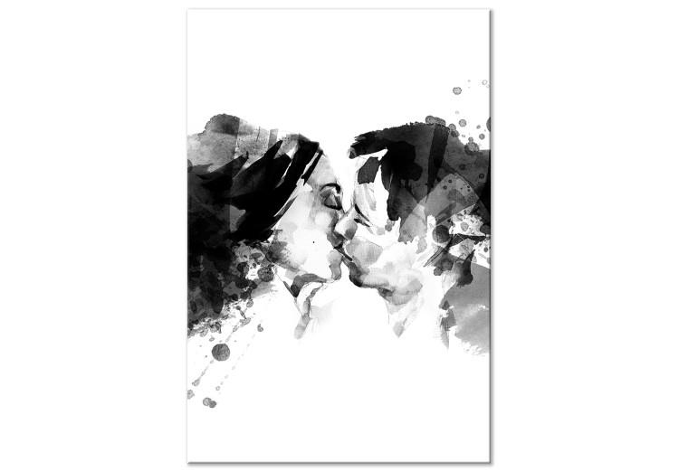 Couples kiss - black and white graphic with two people kissing