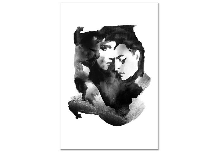 Love embraces - watercolour, black and white graphic with two people