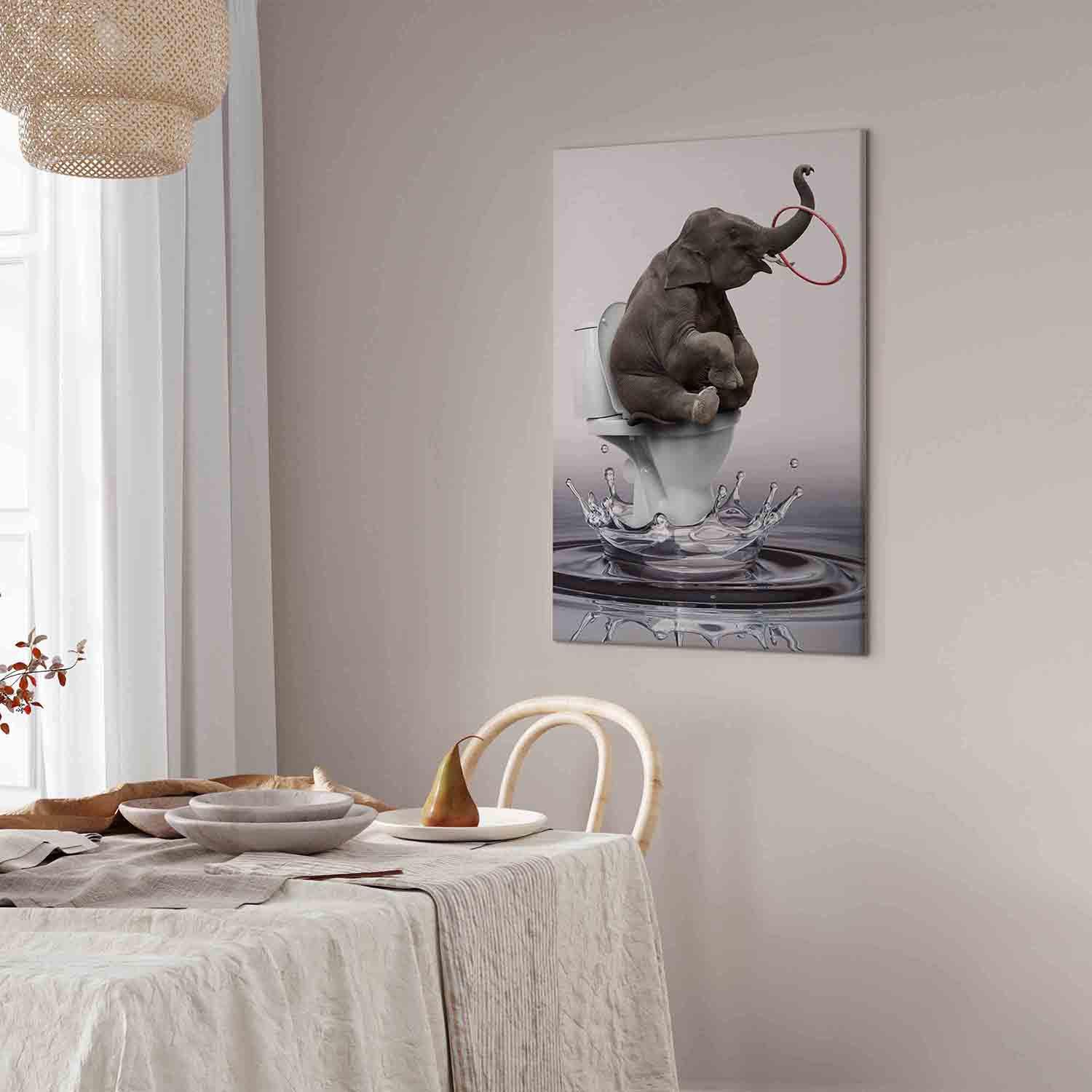 Canvas Surfing (1-piece) Vertical - fantasy elephant surfing in water