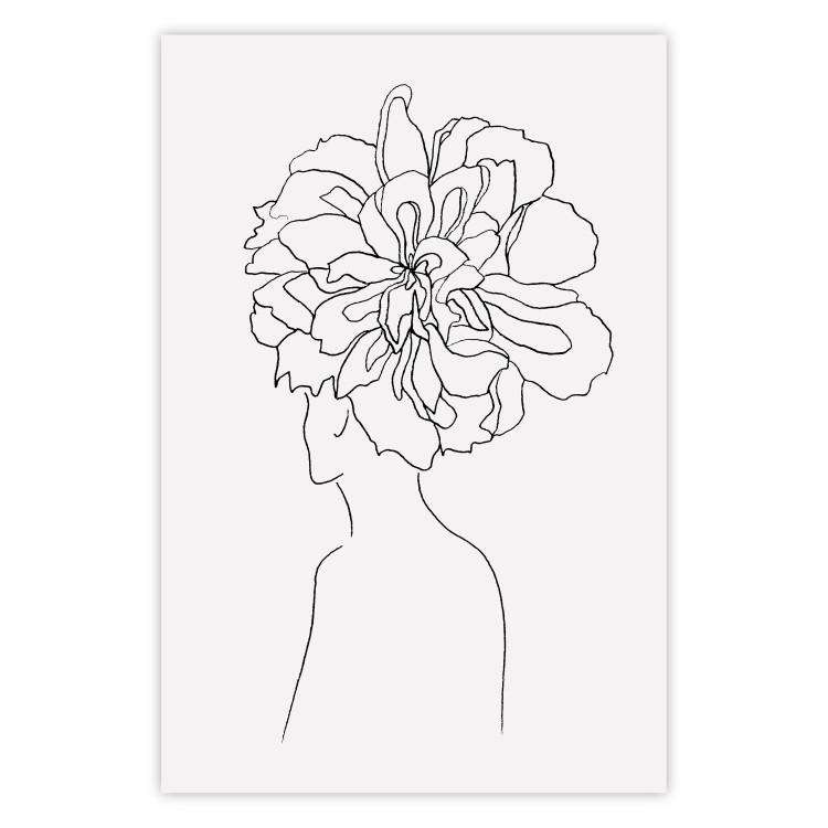 Center of Memories - abstract line art of a woman with flowers on her head