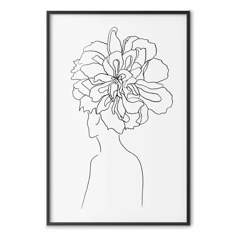 Center of Memories - abstract line art of a woman with flowers on her head